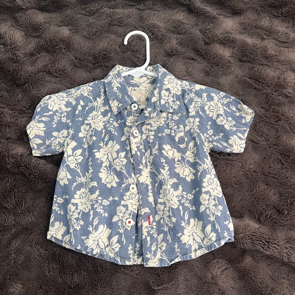 Kids' Blue Floral Button-Up Shirt